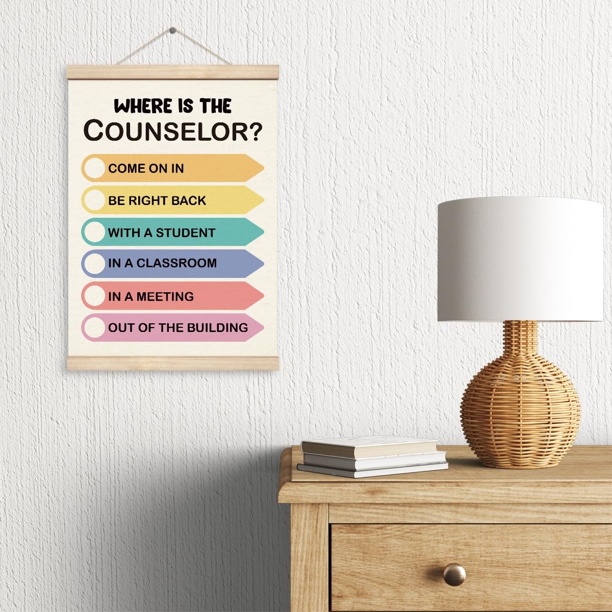 «Counselor Door Sign for School, Therapy Room Decor, Canvas Poster with Hanger»
