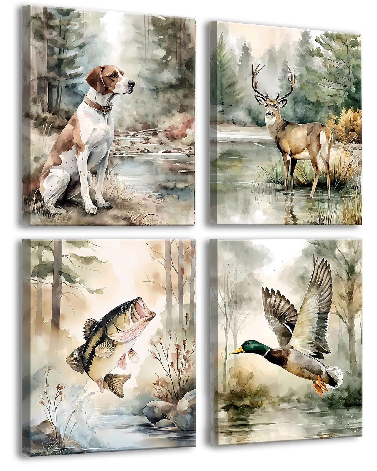 Framed Farmhouse Hunting Animal Wall Art Canvas Prints for Kids Nursery Boy R…