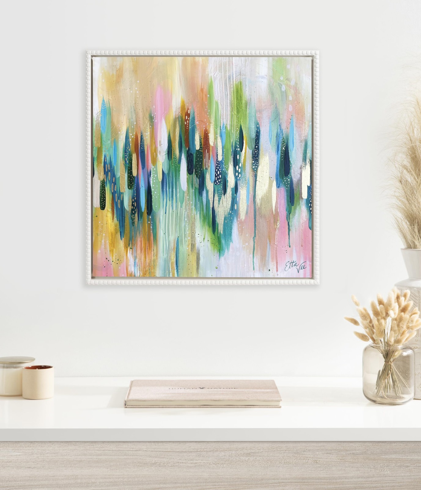 Sylvie Beaded EV Brushstroke 155 Vintage Framed Canvas Wall Art by EttaVee, 2…