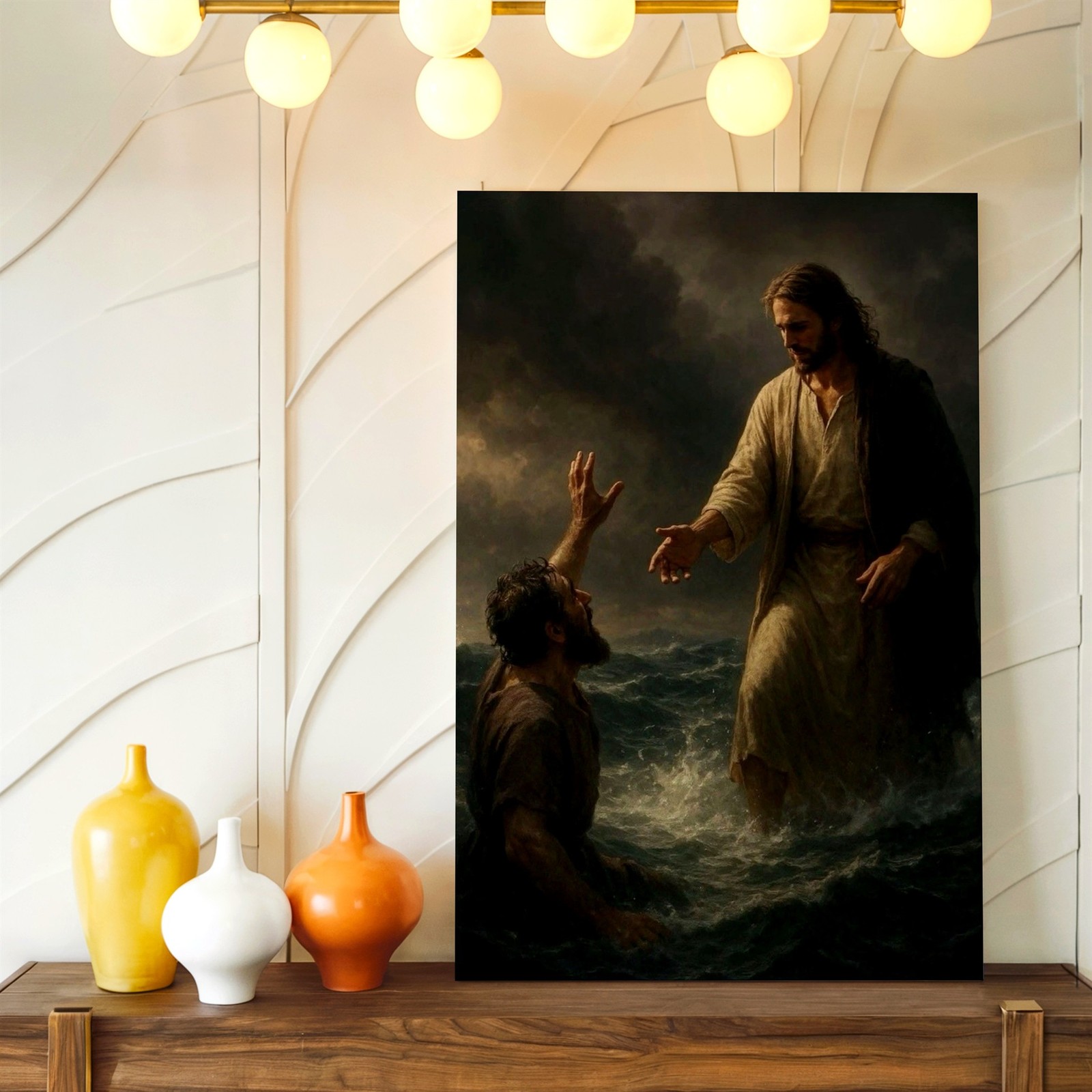 Wall Art Religious Ocean Rescue Painting Spiritual Christian Aesthetic Decor