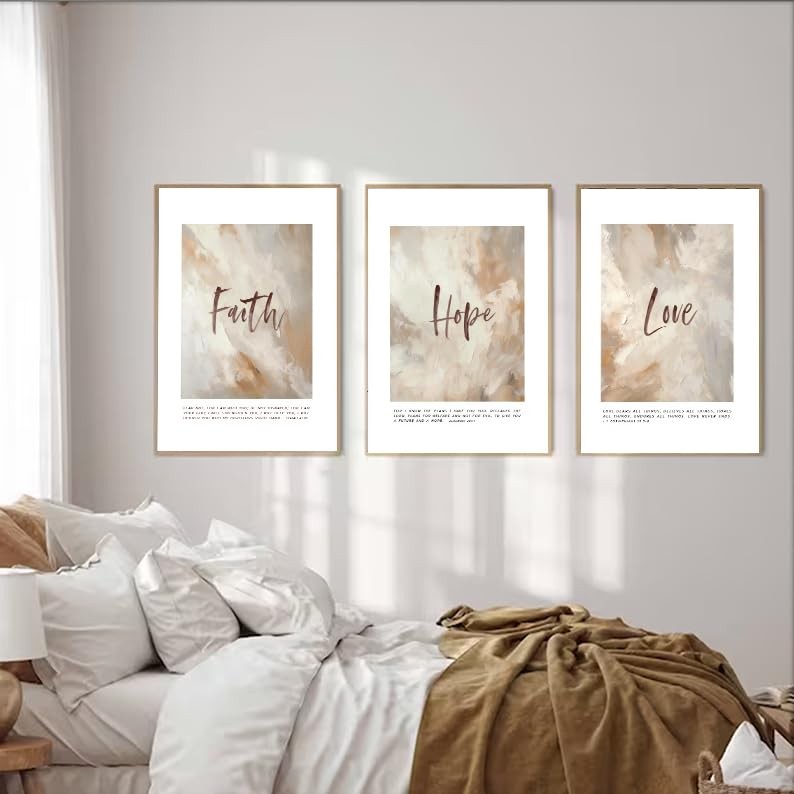 Neutral Faith Hope Love Bible Verse Wall Art Beige Christian Faith Scripture …