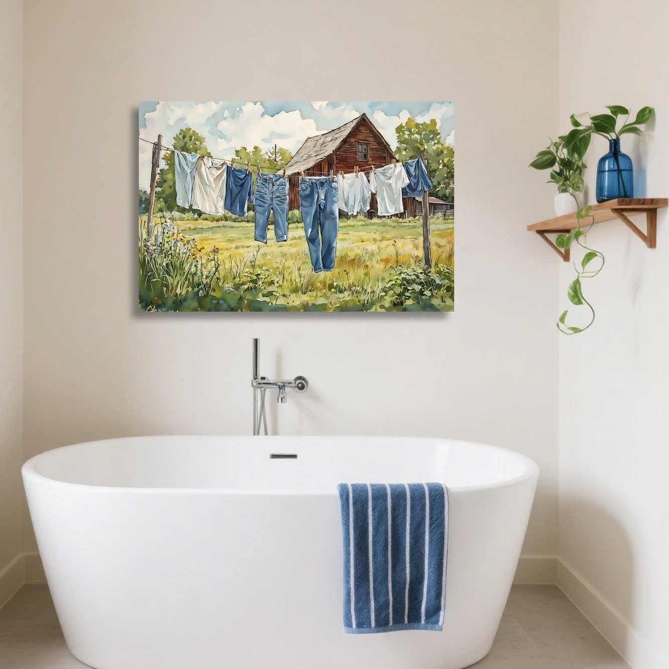 Laundry Wall Art Laundry Room Canvas Prints Clothesline Pictures Rustic Farmh…
