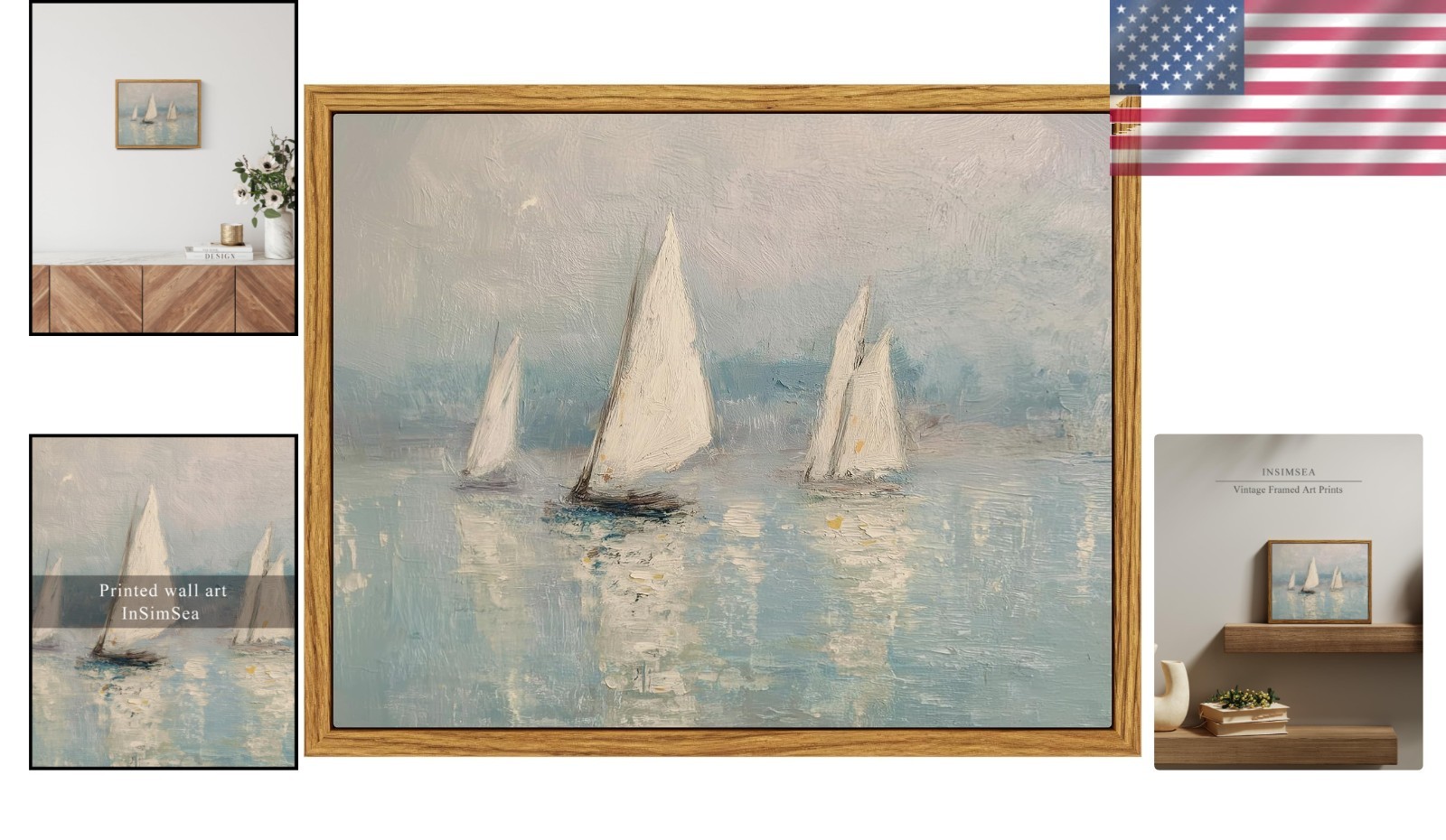 Impressionist Sailboat Painting, 10x8in