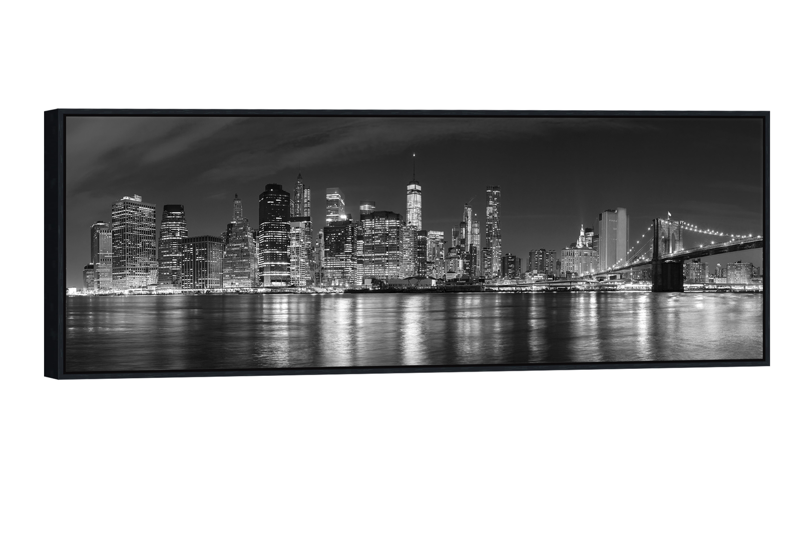 Framed Large Canvas Print Painting New York City Bridge Gray Wall Art Deco