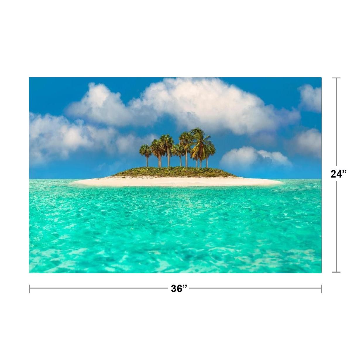 Caribbean Paradise Turquoise Waters Island Photo Art Print Poster 24×36 inch