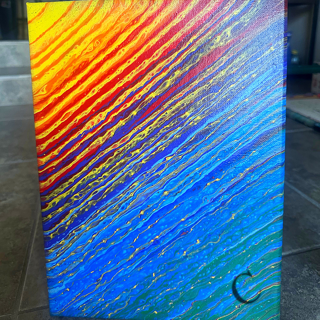 Colorful Abstract Acrylic Pour Painting on Canvas – Modern Fluid Art