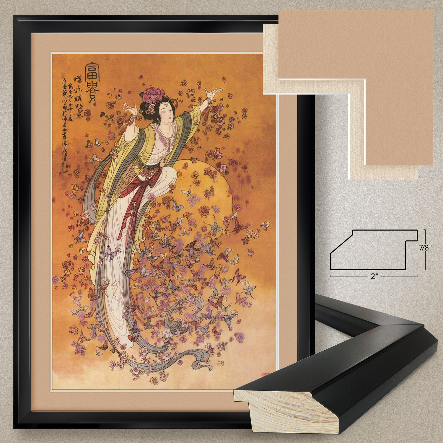 32W»x44H»: GODDESS OF WEALTH – DOUBLE MATTE, GLASS and FRAME