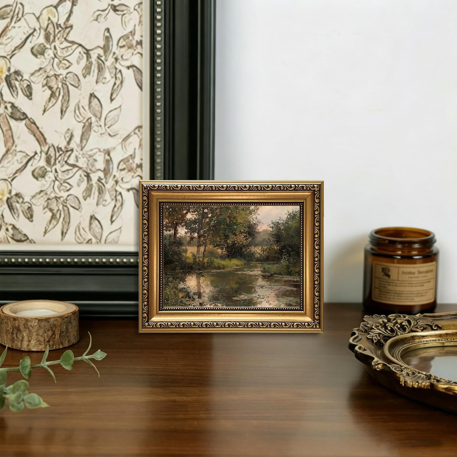 Gold Framed Wall Art Lake Landscape Wall Decor 8x10in