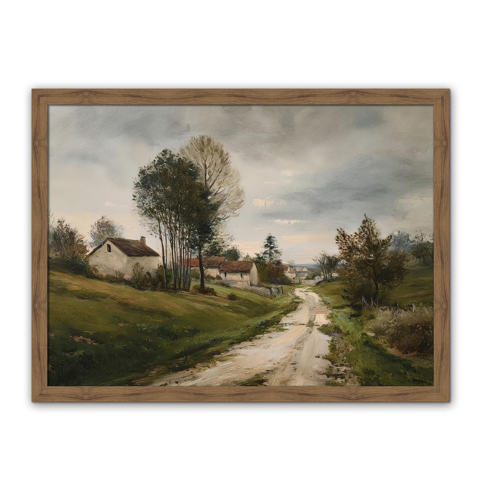 Vintage Framed Wall Art, Nature Landscape Wall Decor, Retro Country Canvas Pr…