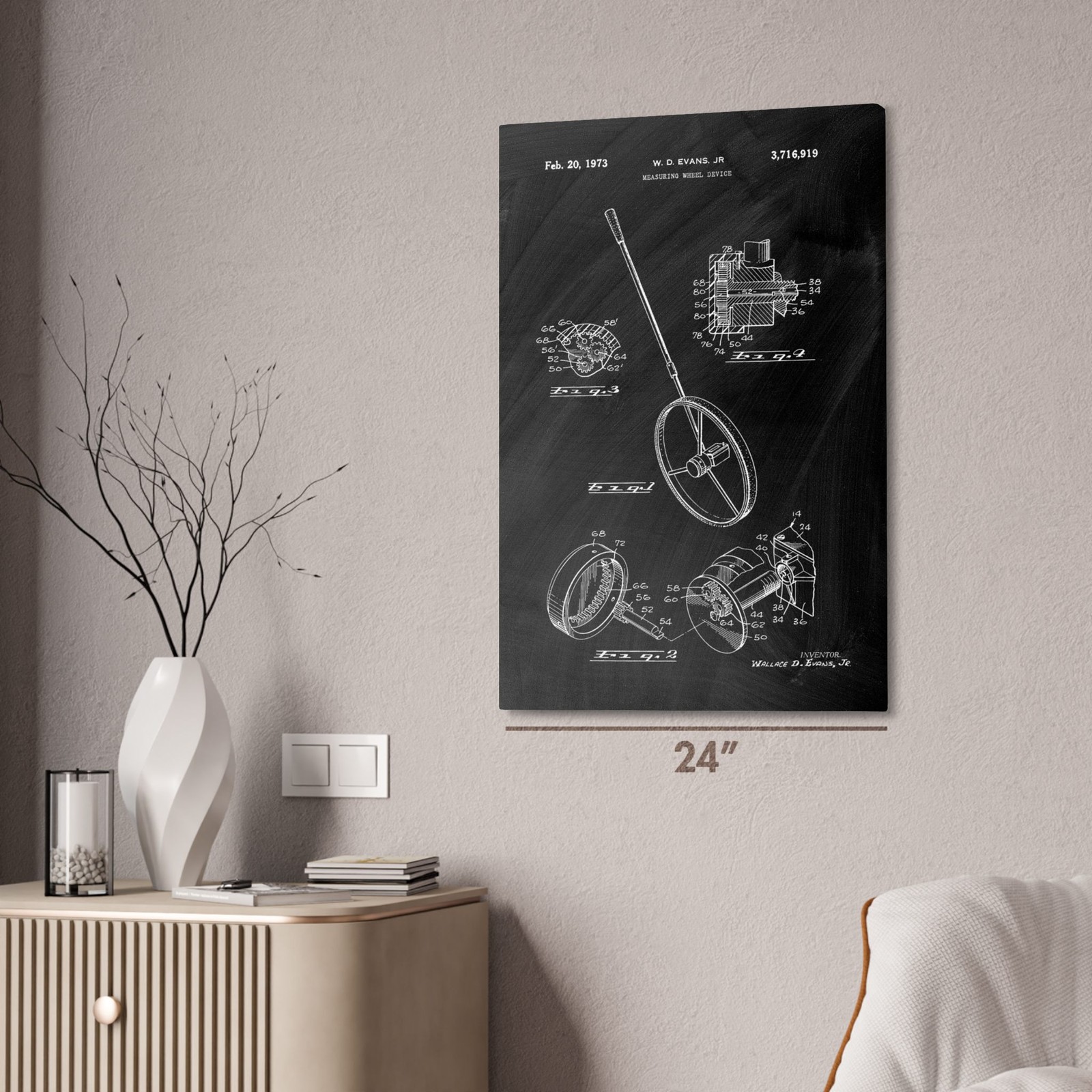 Measuring Wheel Patent Wall Art: Civil Engineering, Surveyor Gift, City Planner