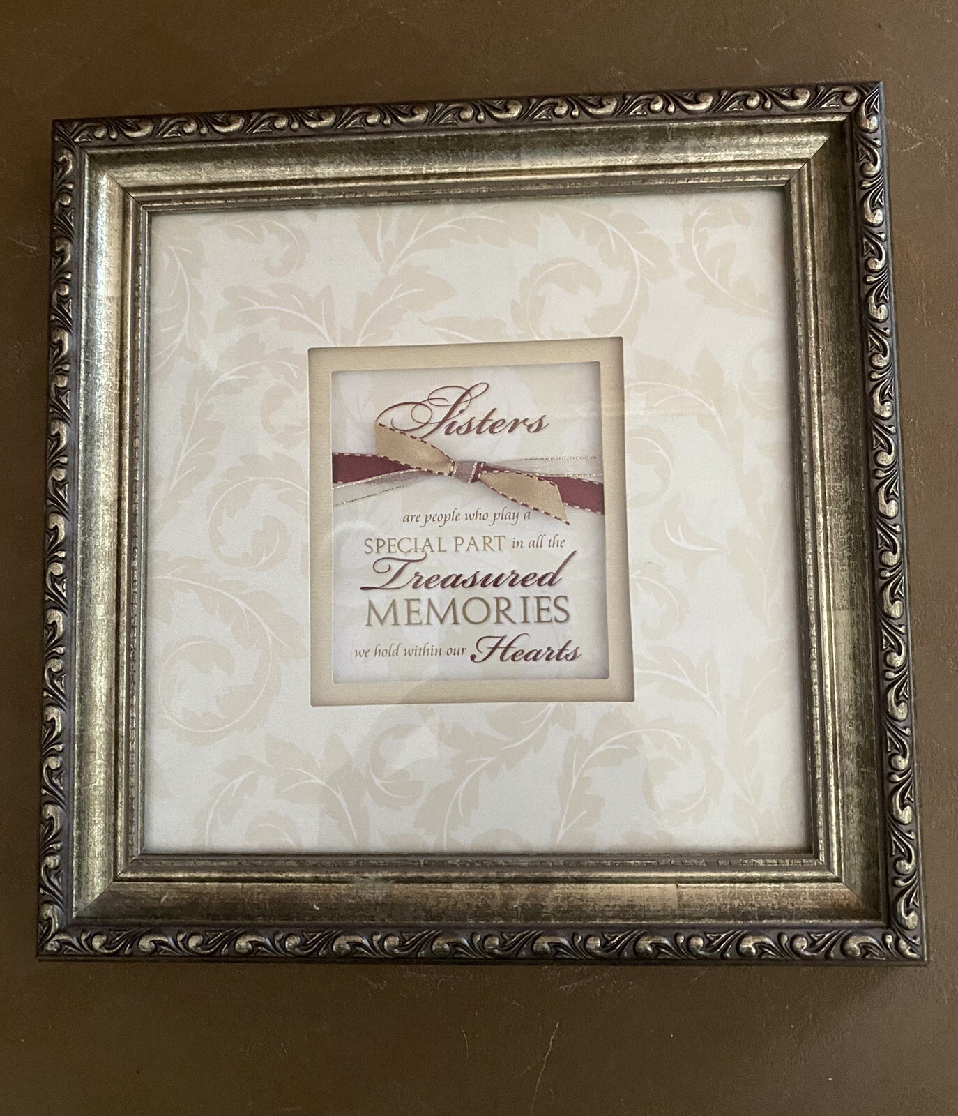 Gorgeous SISTERS Gold Ornate Scoll Framed Matted 10 x 10 Wall Plaque