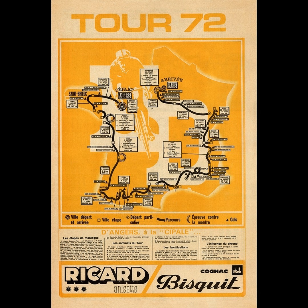 1972 TOUR DE FRANCE MAP POSTER