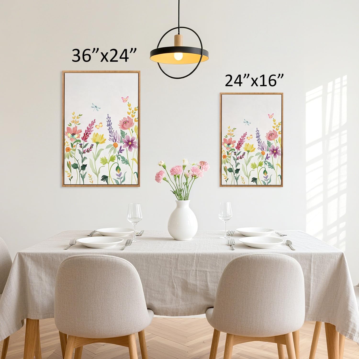 CHDITB Colorful Floral Framed Wall Art, Watercolor Flowers Wall Decor, Butter…