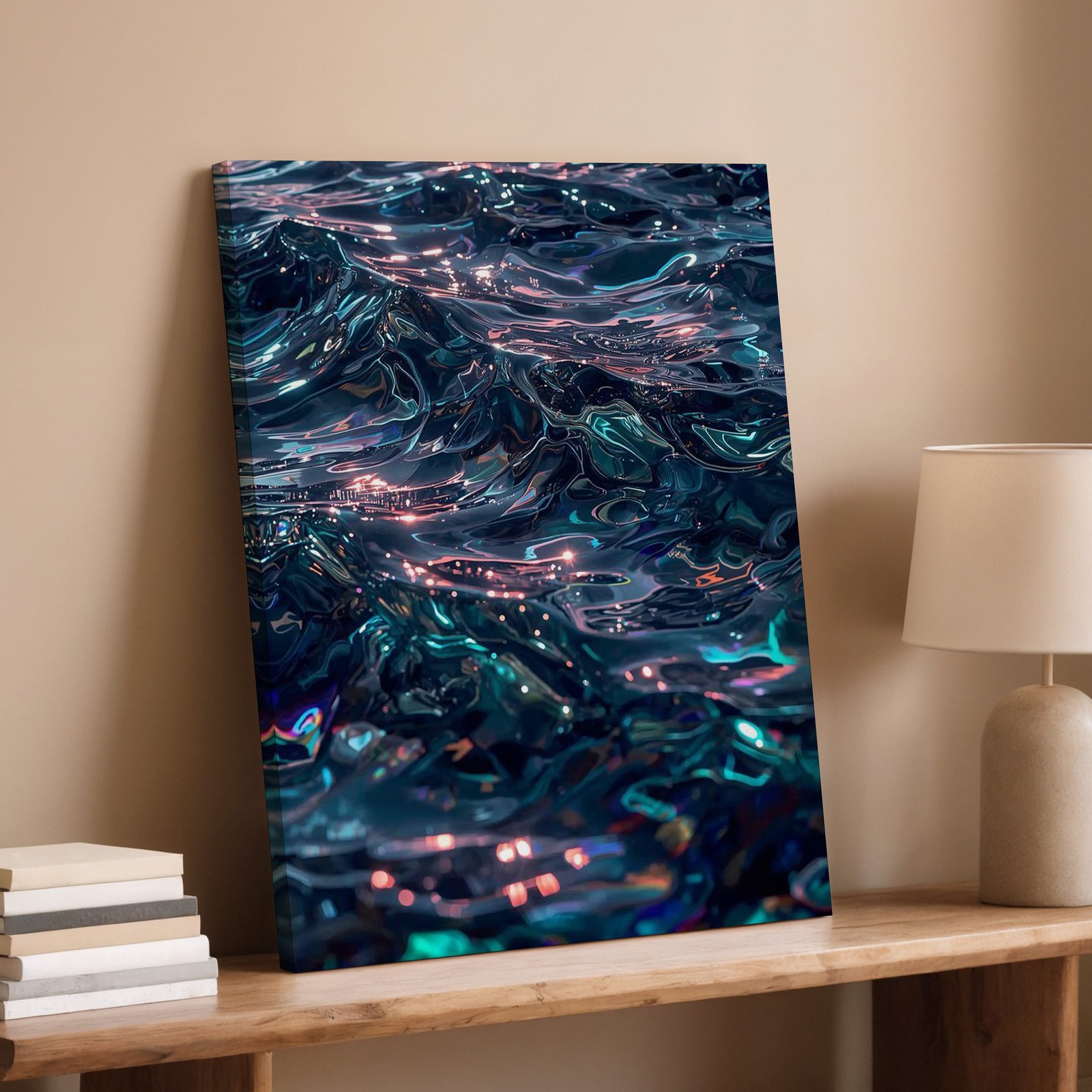 Abstract Blue Ocean Waves Canvas Wall Art Modern Water Reflection Home Decor