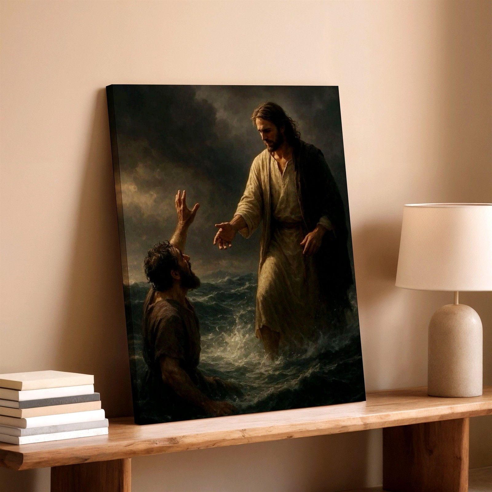 Wall Art Religious Ocean Rescue Painting Spiritual Christian Aesthetic Decor