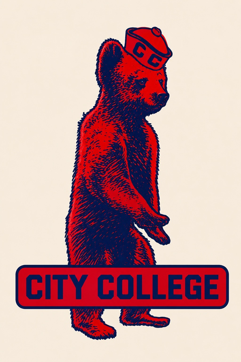 L.A. City College Bear Poster Vintage Style Graphic Art Print 12x8in Metal Sign