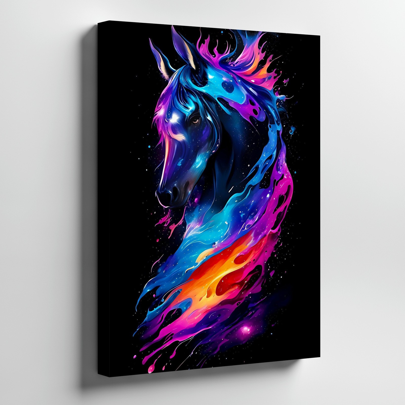 Colorful Abstract Horse Canvas Wall Art Vibrant Fantasy Animal Painting Home