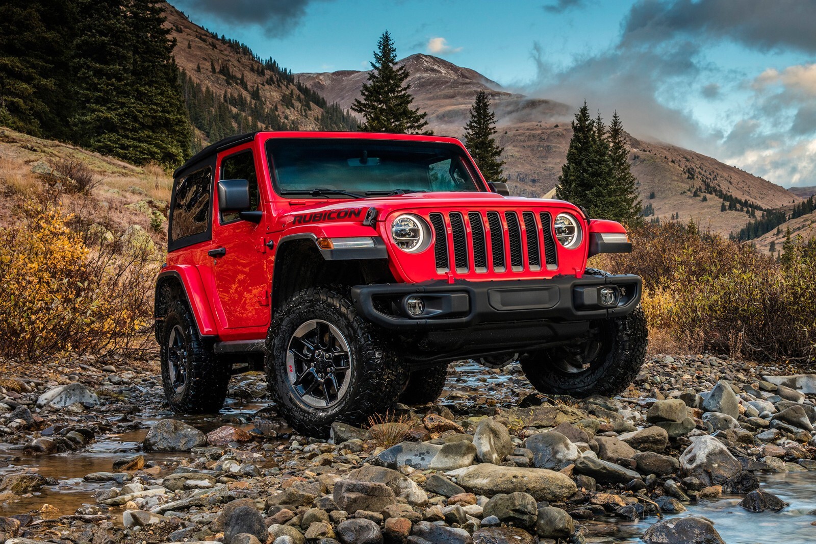 2024 Jeep Wrangler on rocks in red | 24×36 inch POSTER | off road