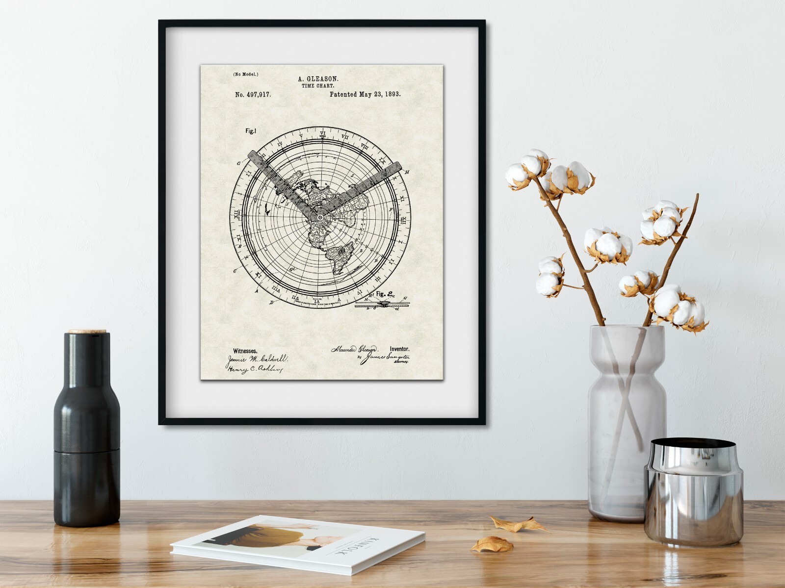 Flat Earth World Map + Patent + Verso Key – 23×32 in. Alexander Gleason’s 1892