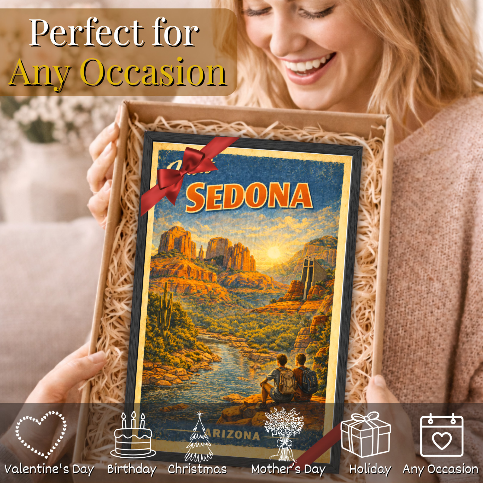 Sedona Arizona Framed Travel Poster 11×17 Vintage Retro Wall Art Gift Decor