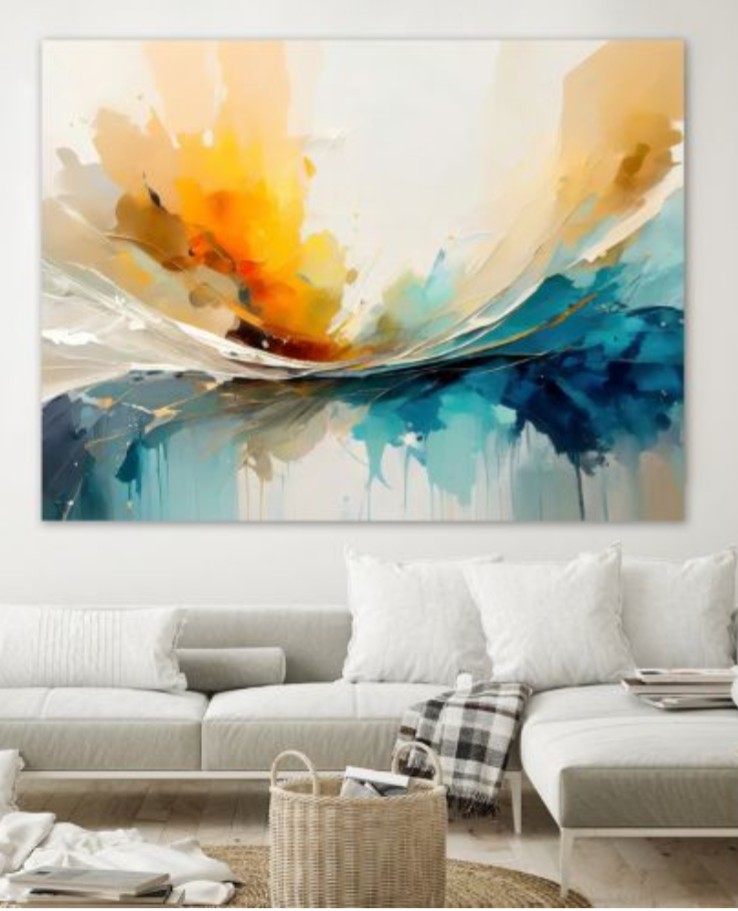 Giant Art Abstract Canvas Wall Art 72″ x 54″ Costco Next Ready To Assemble New
