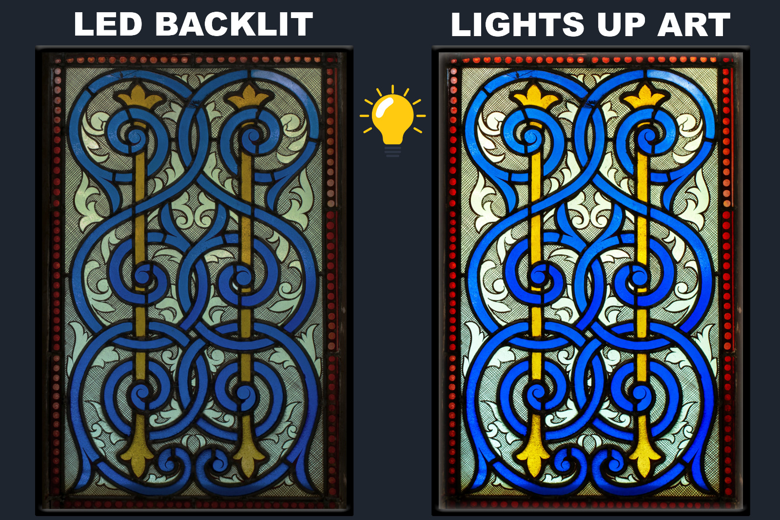 LED Backlit Stained Glass Wall Art Lighted Frame – window designs on it