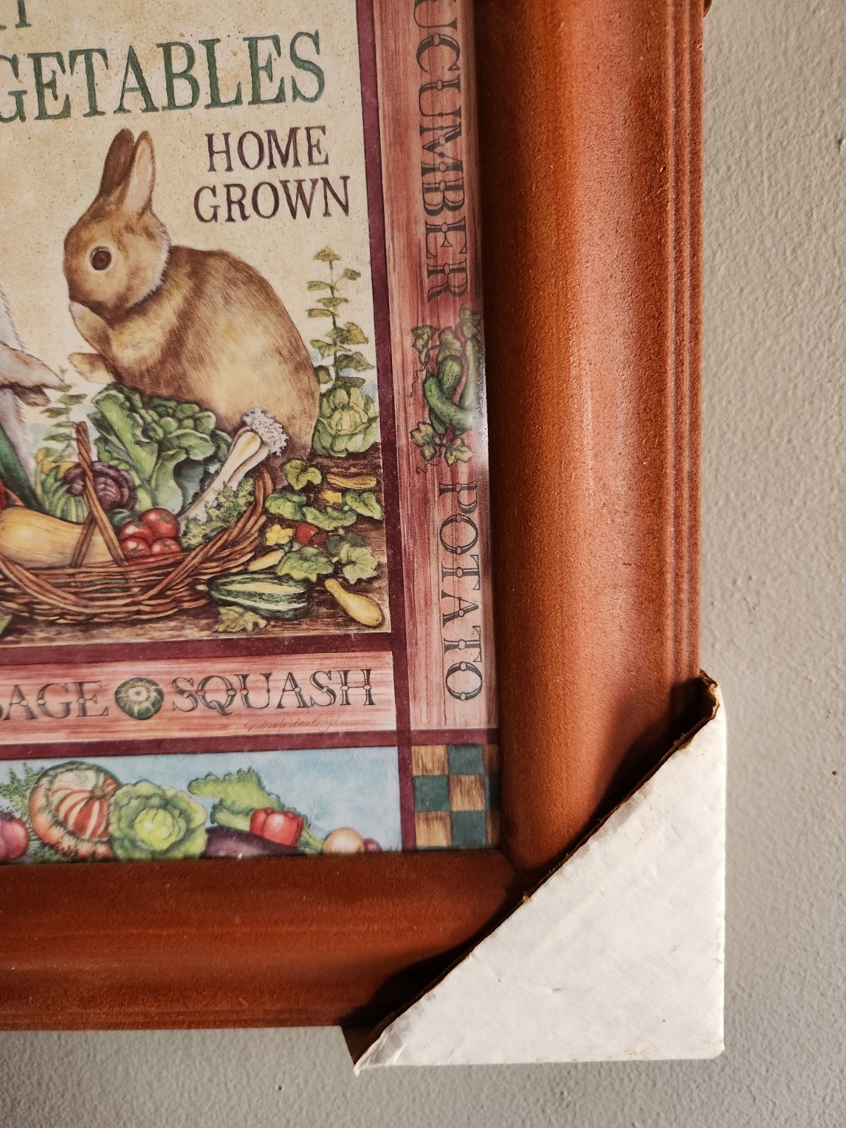 Deborah Jordan Bryan Wood Framed Bunnies Print «Fresh Vegetables Home Grown» New