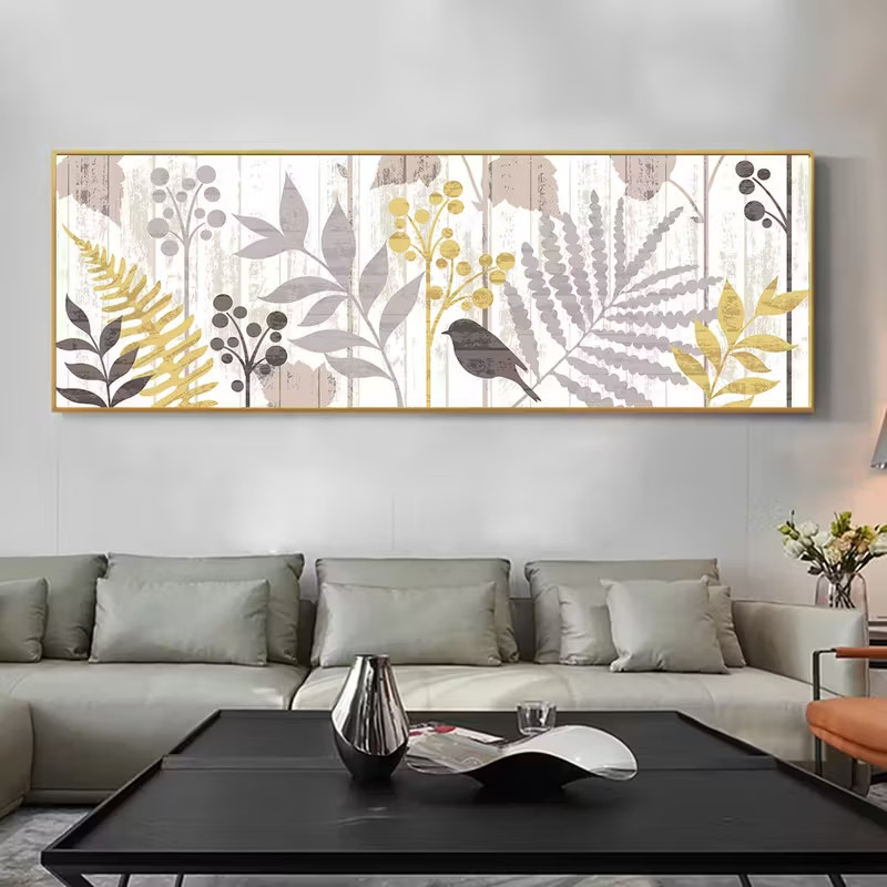 Panoramic Neutral Beige Brown Golden Black Canvas Wall Art Home Decor