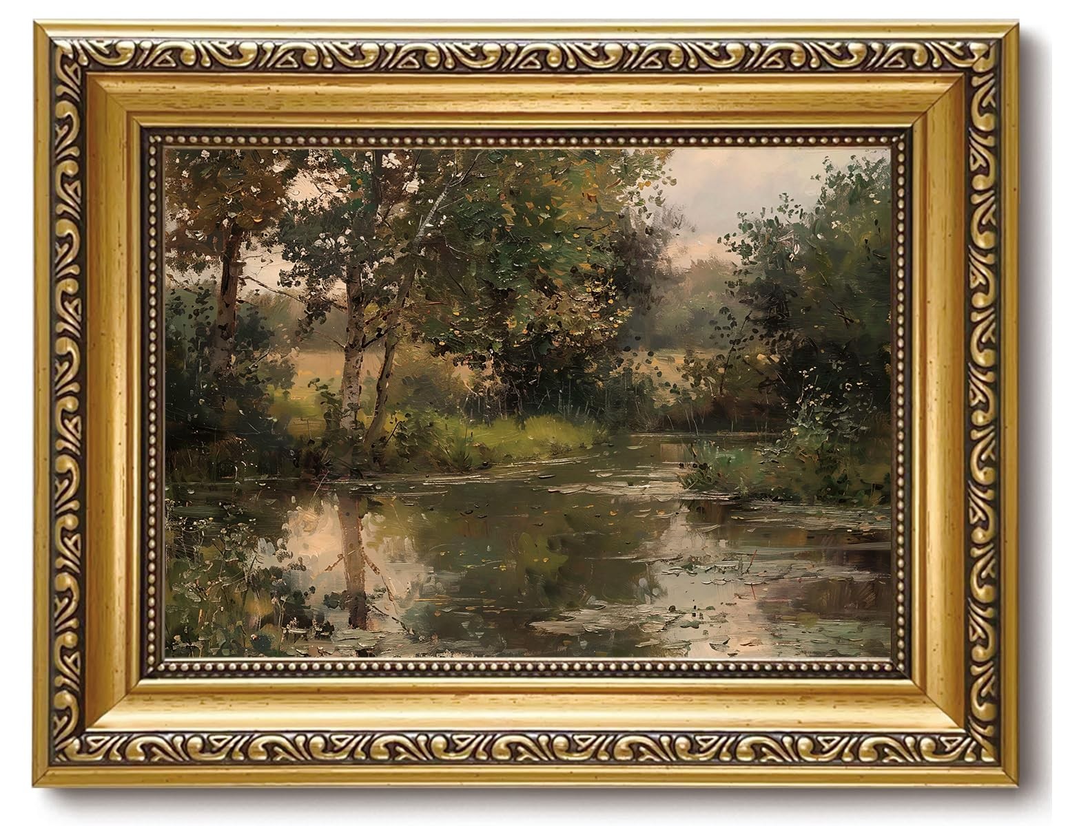 Gold Framed Wall Art Lake Landscape Wall Decor 8x10in