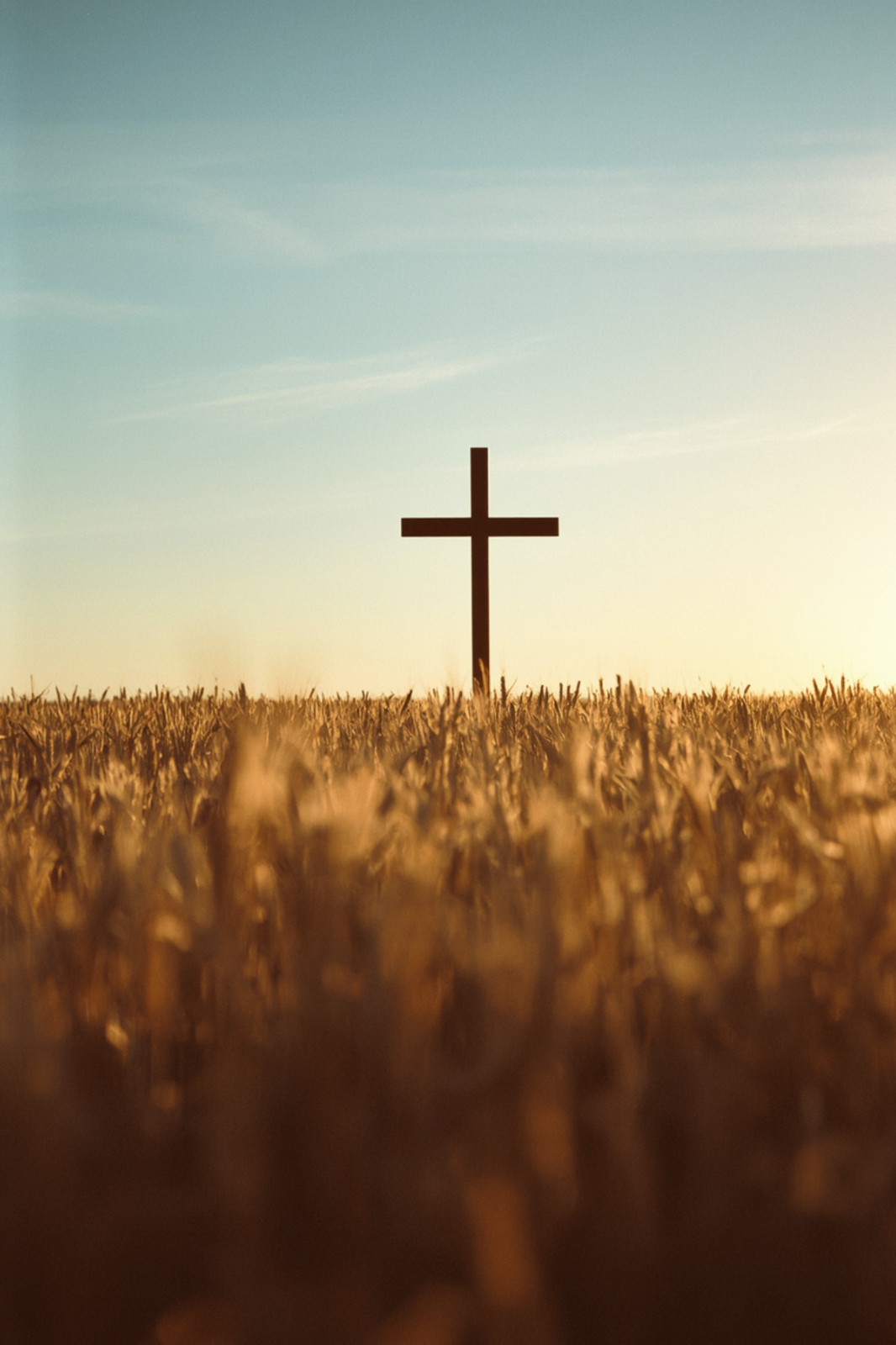 Christian Cross Wheat Field Blue Sky 4×6 Photo Print Religious Wall Art Decor