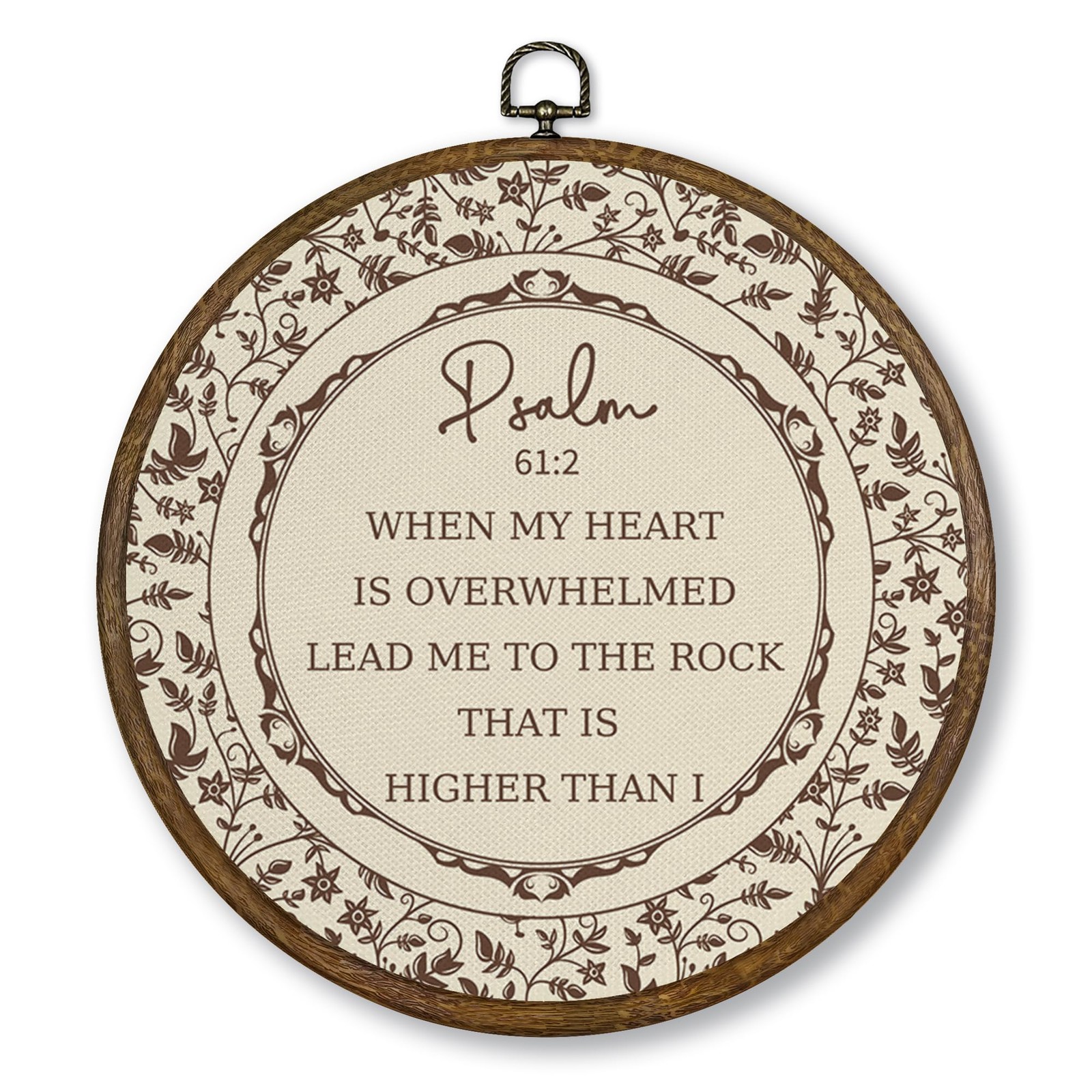 Vintage Christian Wall Art Decor, Scripture Psalm 61:2 Bible Verse Round Wood…