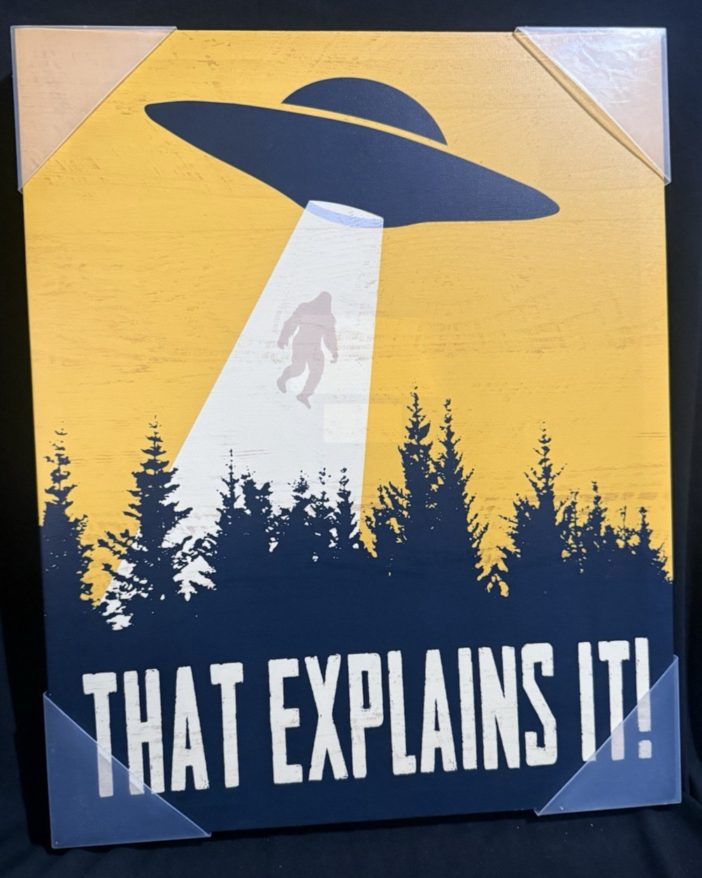 Hobby Lobby Aliens Abducting Bigfoot «That Explains It!» Canvas Print Wall Art