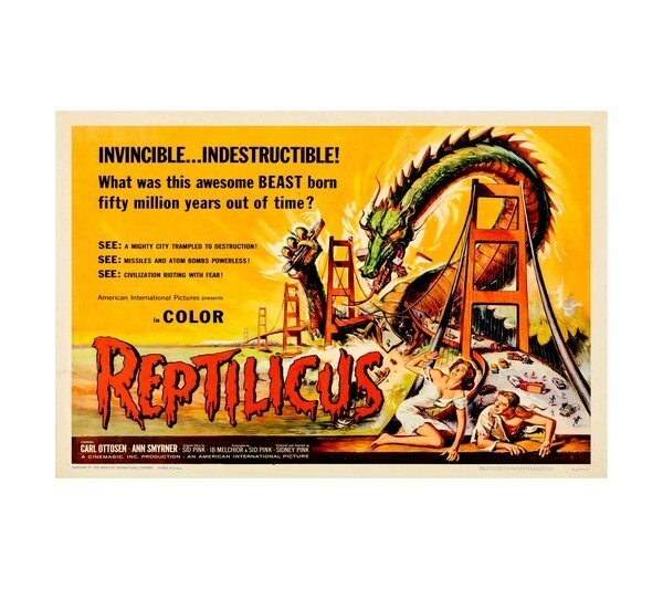 1962 Reptilicus Sci-Fi Movie Poster or Canvas Home Decor Art Print