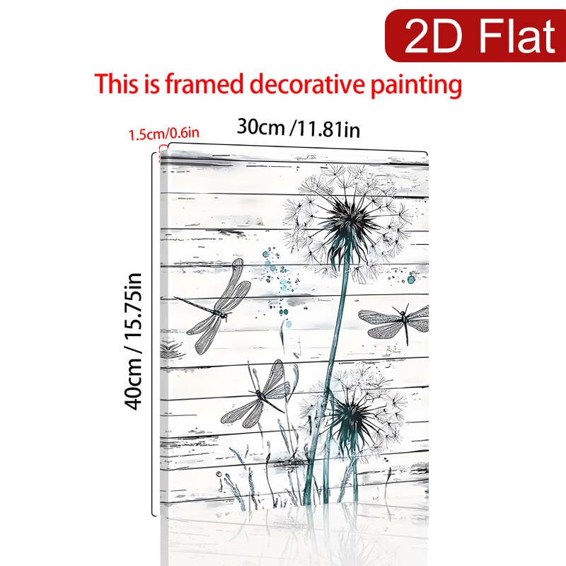 Dandelion and Dragonfly Teal Canvas Wall Art, Rustic Farmhouse Home Decor