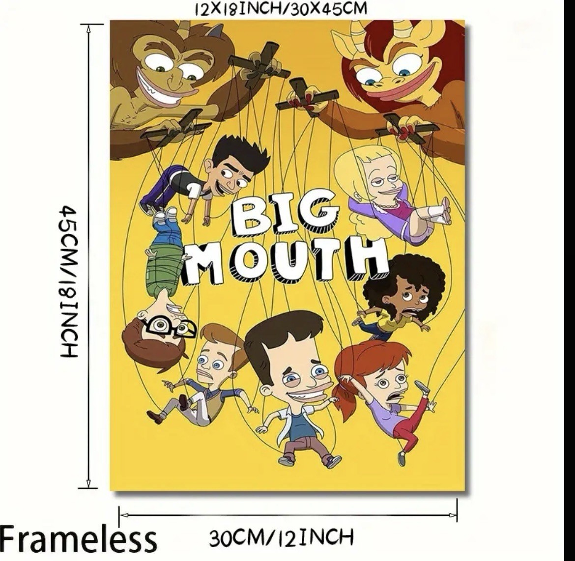 Big Mouth Netflix Tv Show Poster 12×18 Inches Canvas Material Unframed!