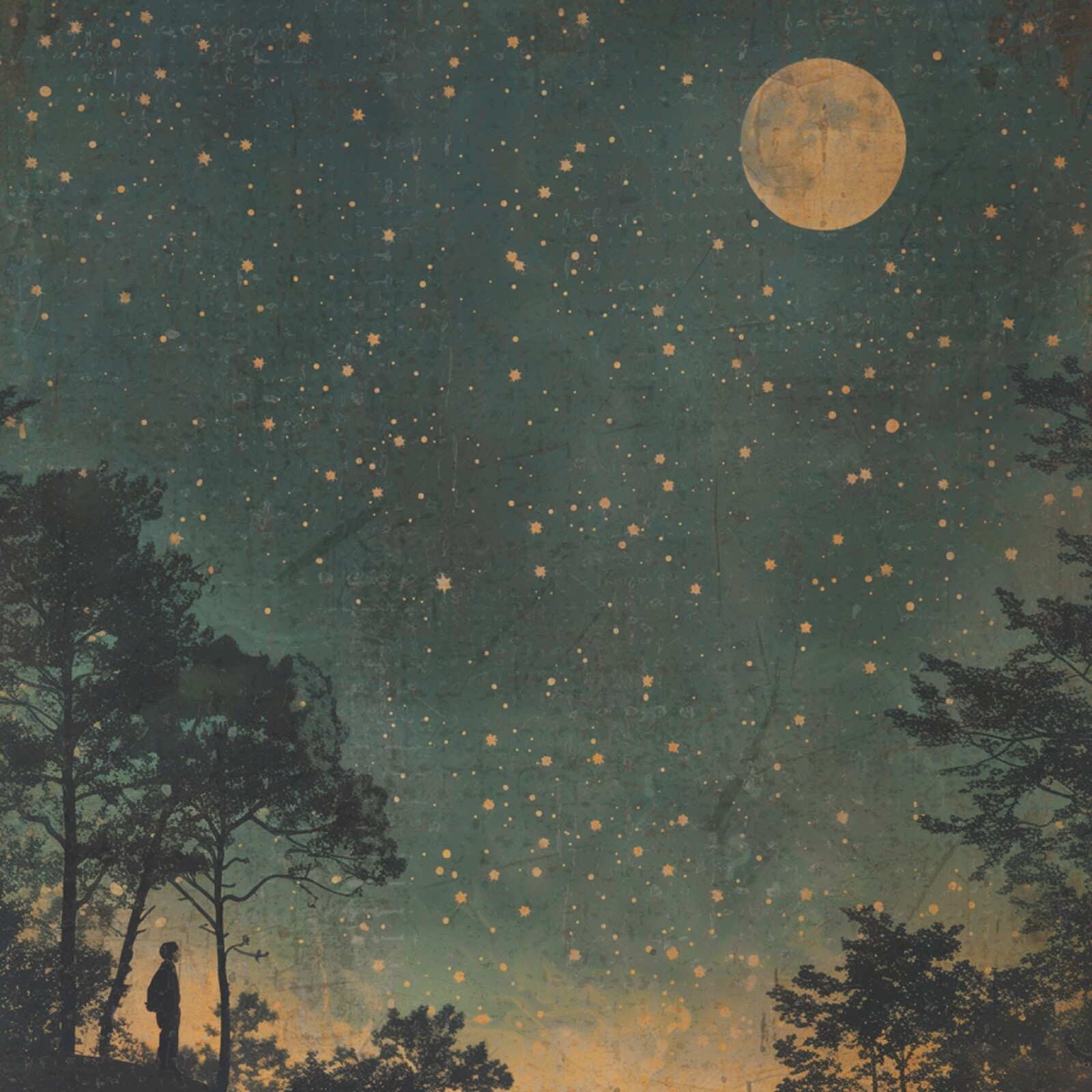 Retro ASTRONOMY Wall Art, Vintage STARGAZER Poster Print, Sky Star Moon Decor