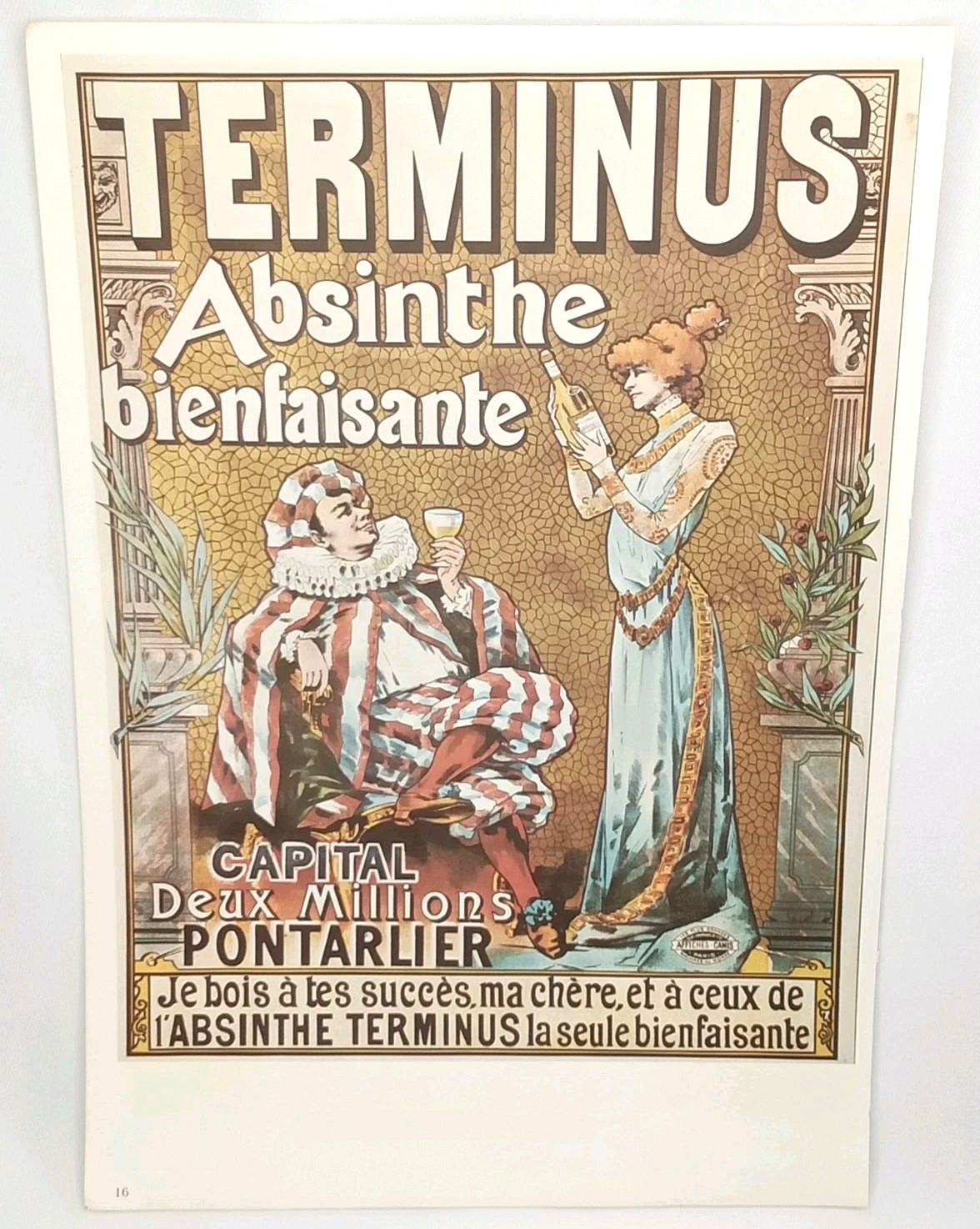 Vintage 2 Sided Print Absinthe Terminus & Chap Book From 100 Years Of Posters