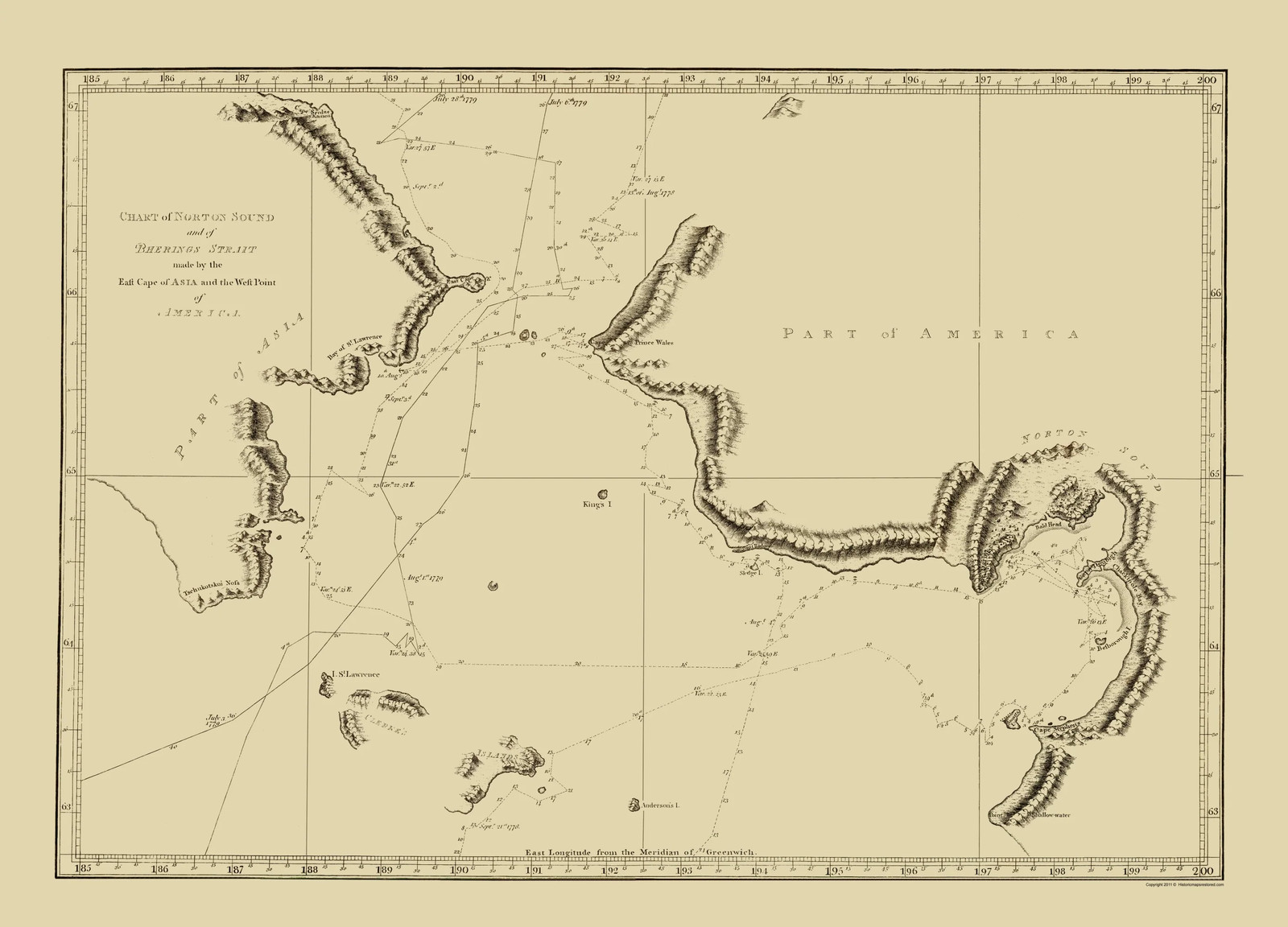 Historic Nautical Map – Alaska Bering Strait – Nicol 1785 – Vintage Wall Art