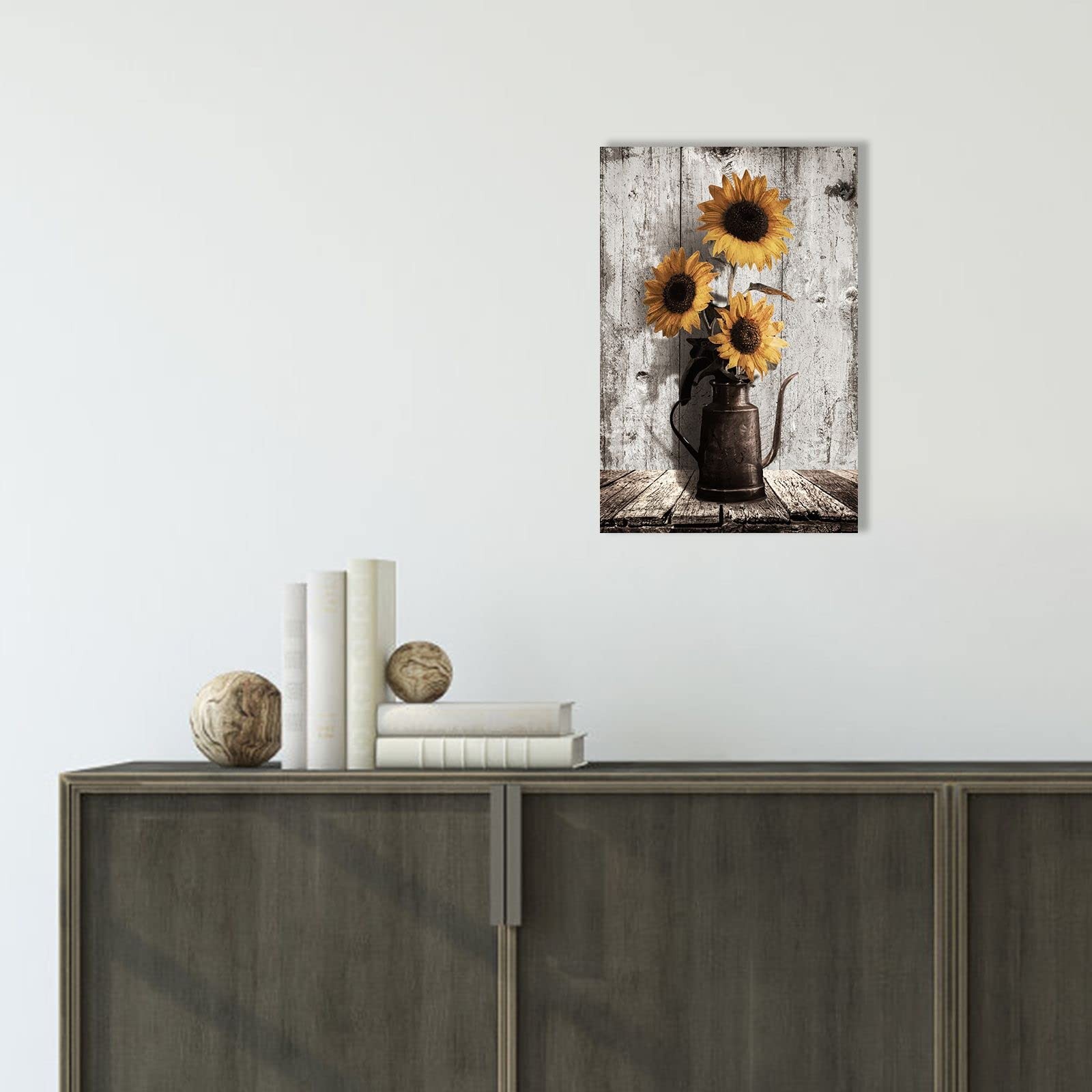 Rustic Sunflower Canvas Wall Art: Vintage 15″L x 10″W, Sunflowers