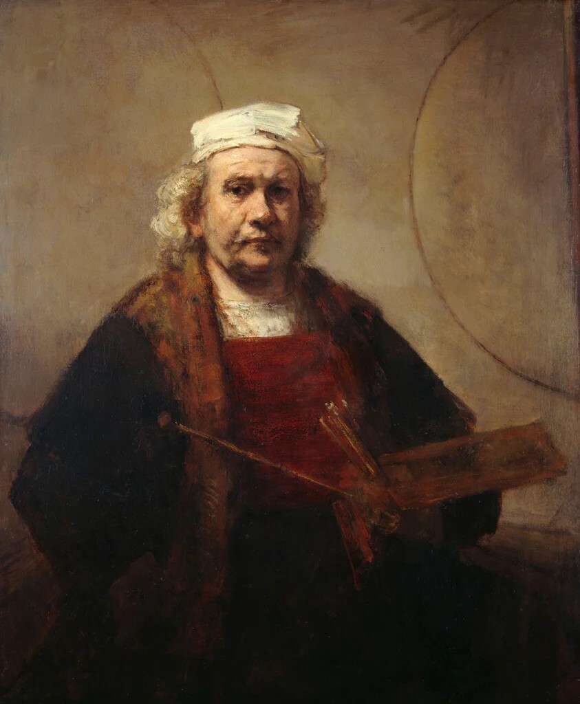 Self Portrait With Two Circles 1659, Rembrandt, Wall Art Print Poster 14″ x 11″