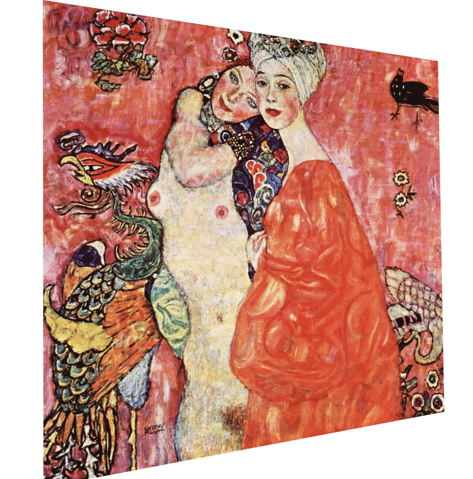 gustav klimt girlfriends Framed Canvas abstract vintage painting art wall decor