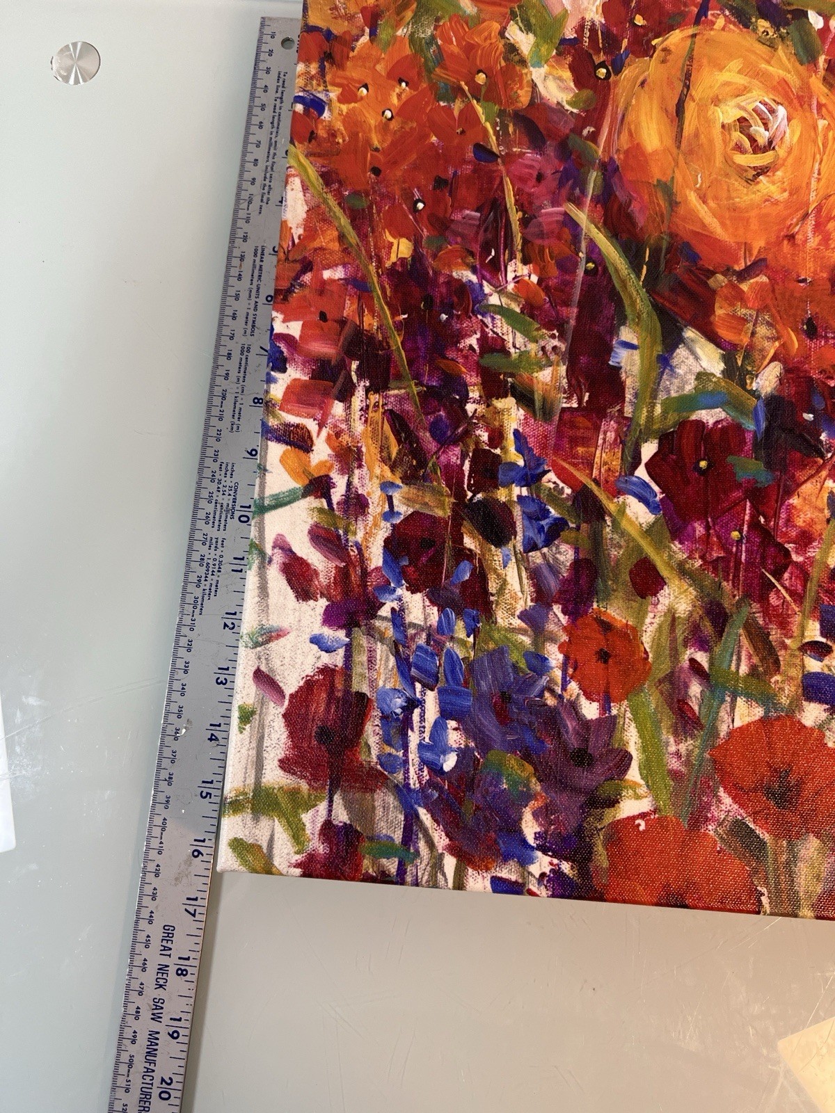 Floral Canvas Wall Art Print 16×16 Colorful Abstract Cottagecore Decor