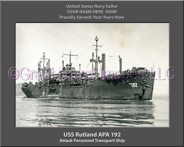 USS Rutland APA 192 Personalized Canvas Ship Photo Print Navy Veteran Gift