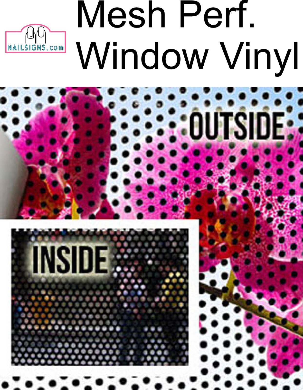Permanent 37 Perforated Mesh See-Through Window Vinyl Ombre Eyebrows Vertical