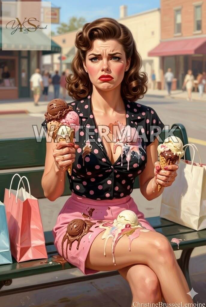 Retro Girl Vintage Pinup art print photo poster premium glossy photo paper