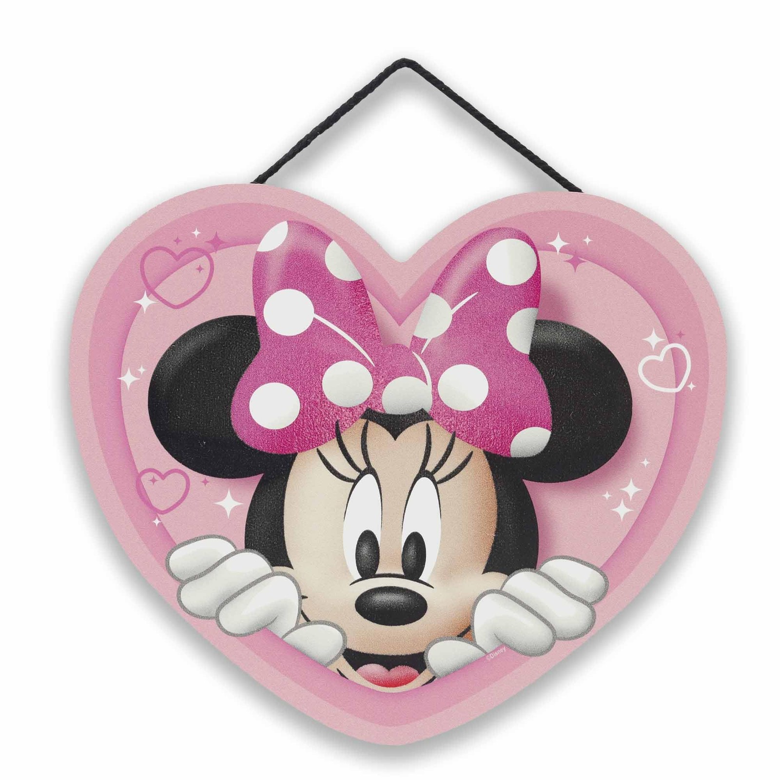Disney Minnie Mouse Heart Hanging Wood Sign – Cute Pink Minnie Mouse Decor fo…