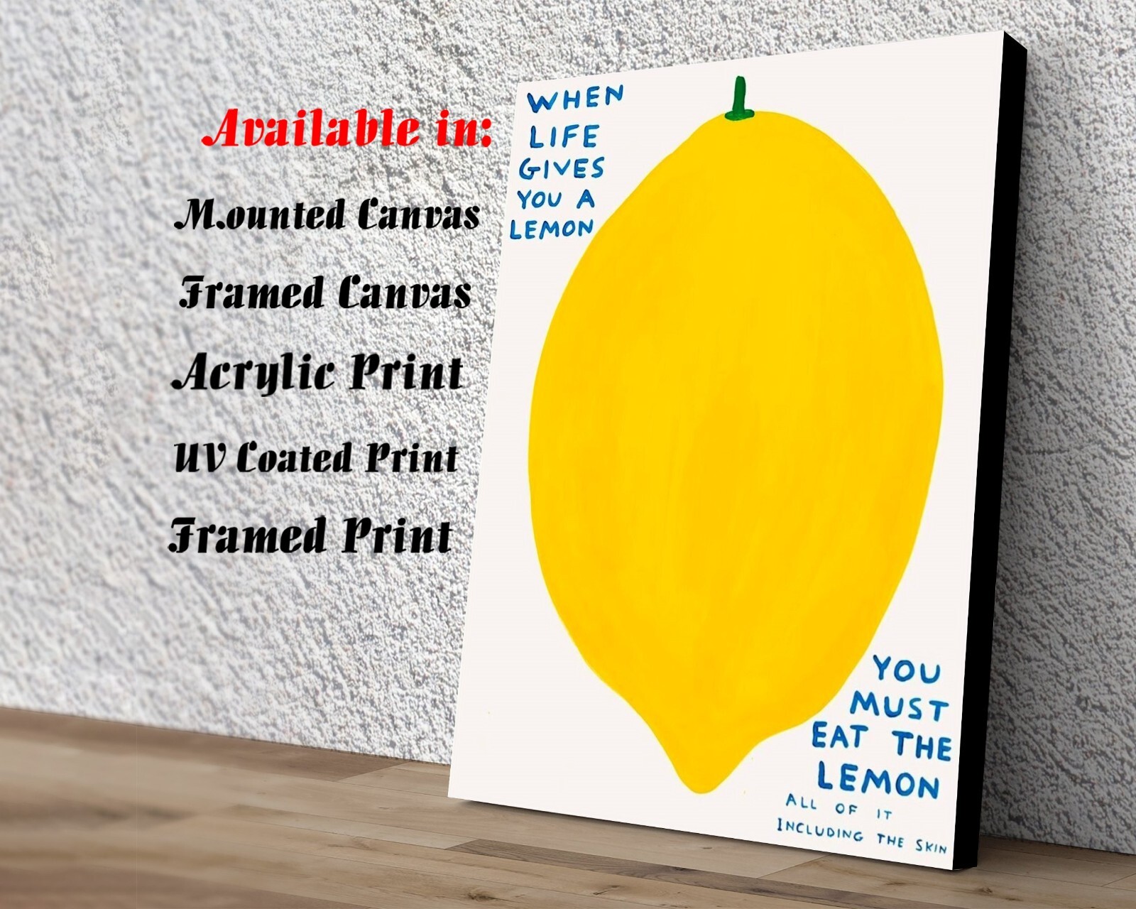 David Shrigley A Lemon Art Print | Mounted Canvas | Framed Canvas |Acrylic