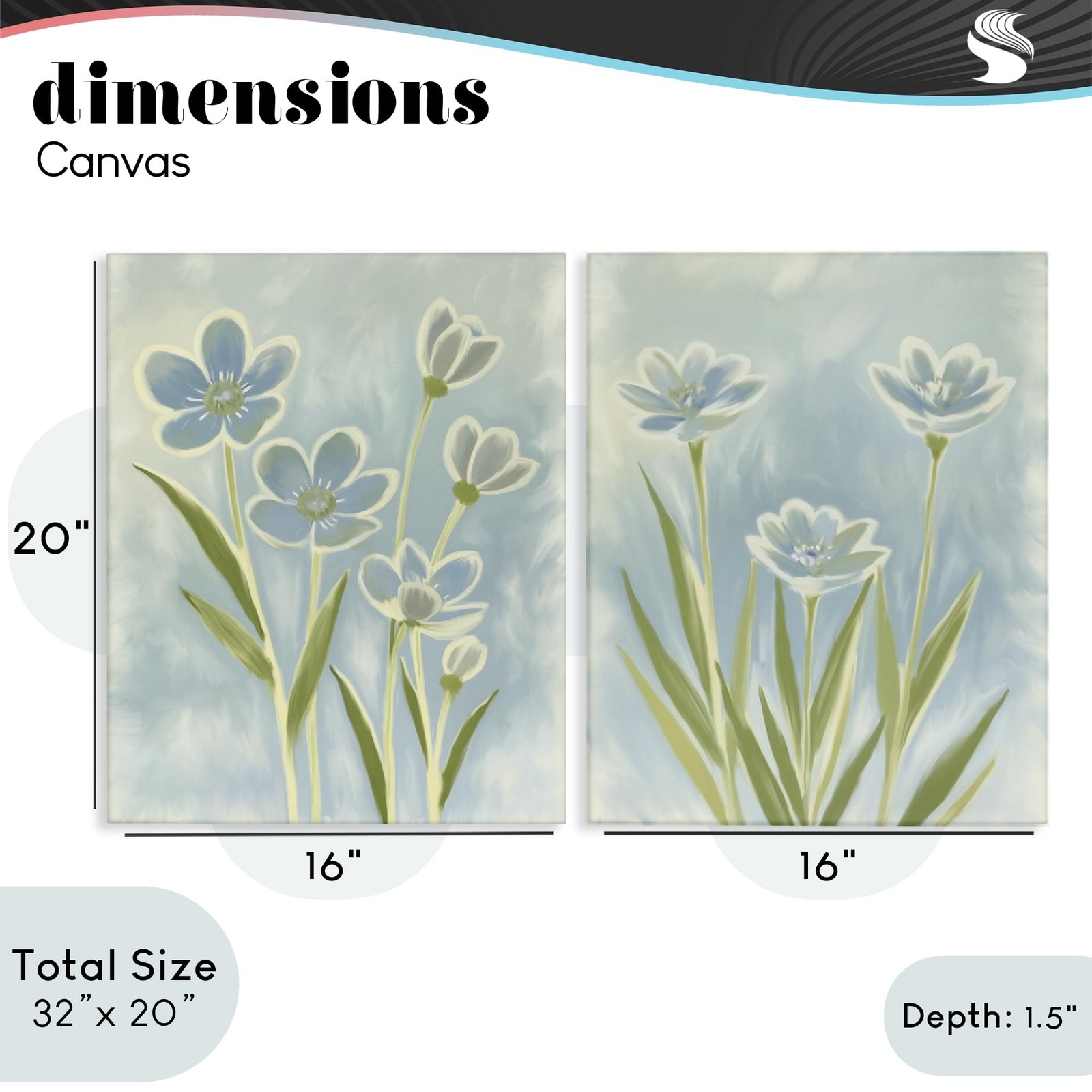 ‘Contoured Blue Petals’| 2pc Canvas Art Set 2
