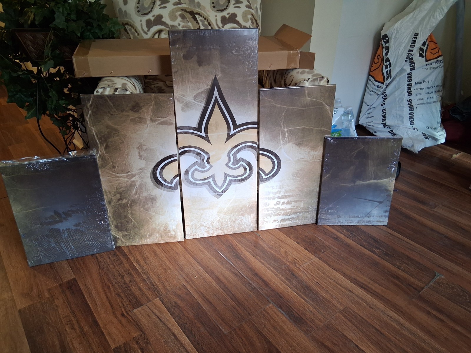 New Orleans Saints Multi-Panel Vertical Wall Art Print Brown Beige Black