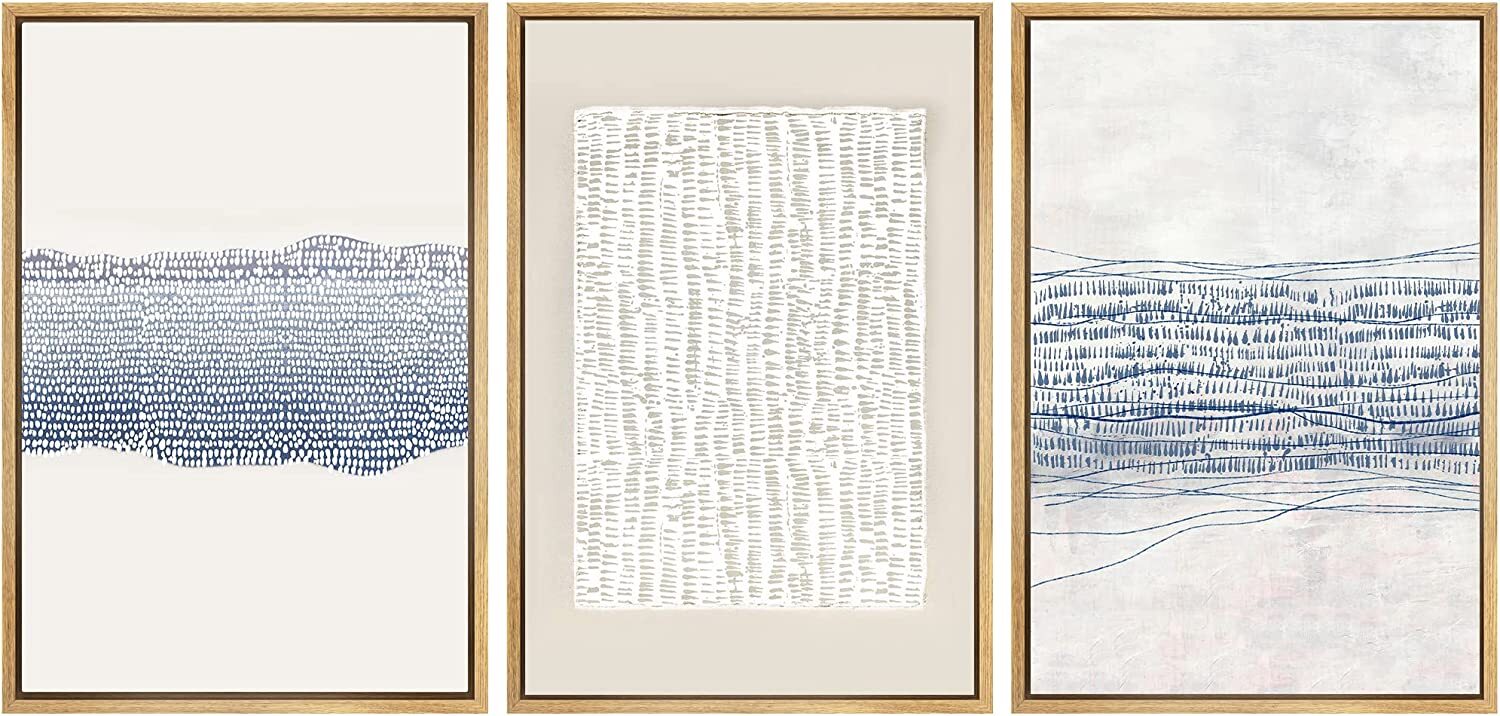 Geometric Wall Art Decor Minimalist Abstract Modern Framed Canvas Print Set of 3